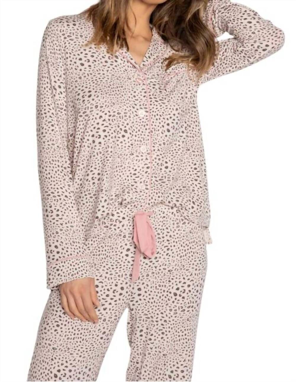 NEW PJ SALVAGE modal dreams leopard print 3-piece pj set in stone leopard
